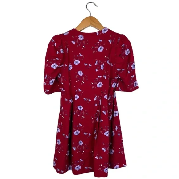 Free People Adelle Floral Printed Tunic Mini Dress Red Size Medium - Picture 3 of 3
